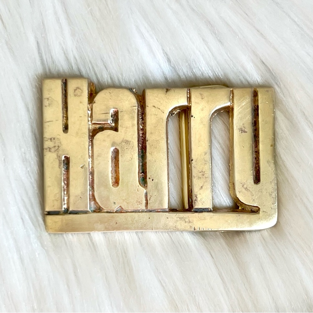 HARRY Vintage Brass 1970s Name Belt Buckle Western Unisex Harry Styles